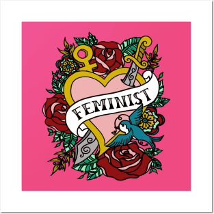 Feminist Tattoo Heart Posters and Art